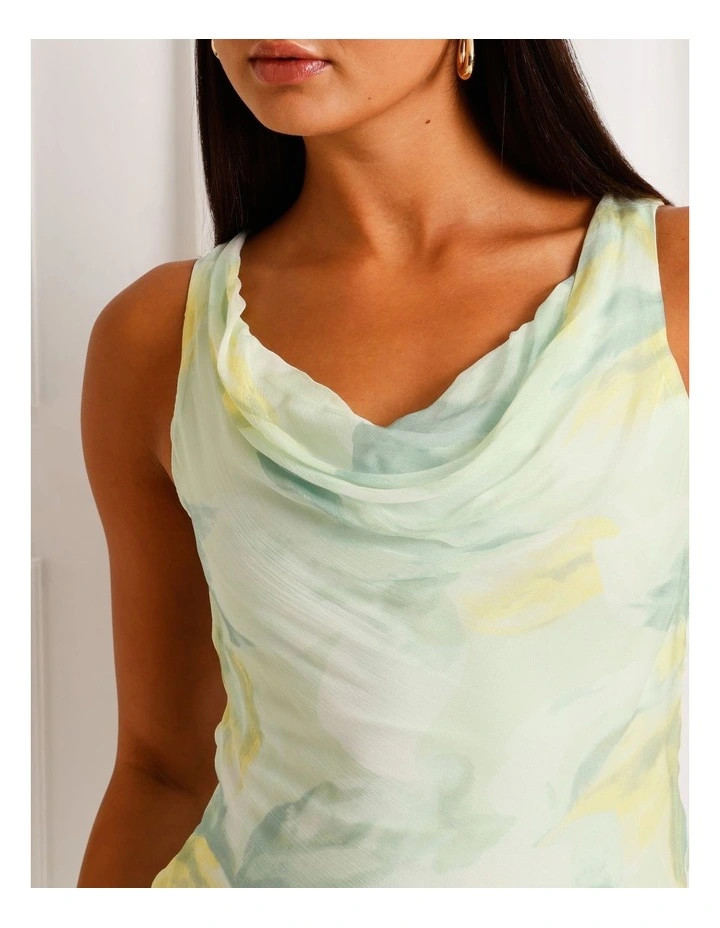 Cowl Neck Bias Cut Maxi Dress in Mint image 4