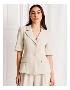 Short Sleeve Blazer in Stone