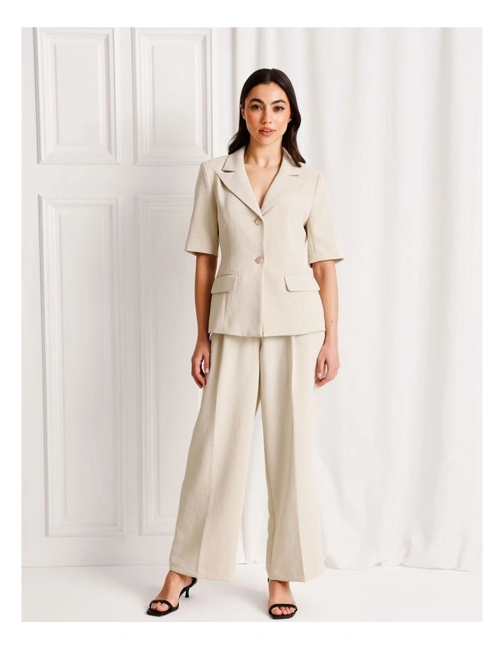 Short Sleeve Blazer in Stone image 2
