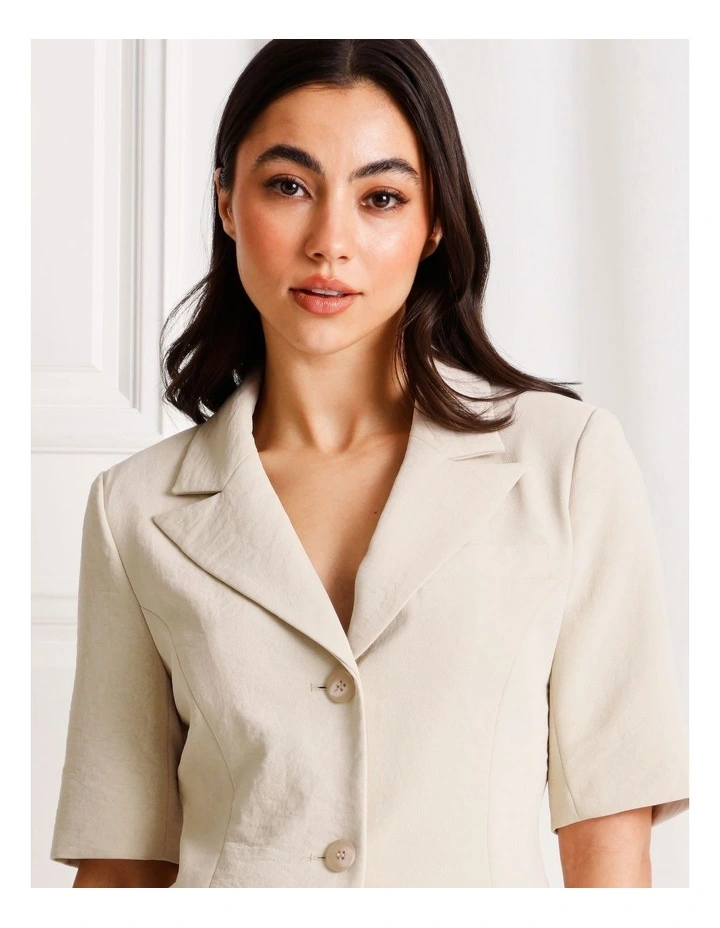 Short Sleeve Blazer in Stone image 3