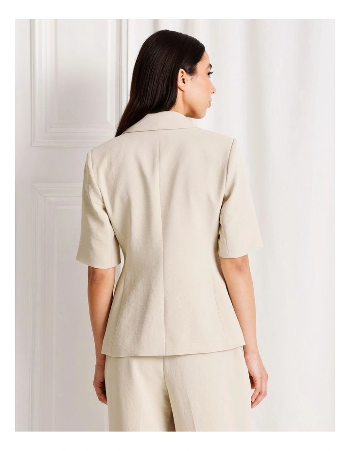 Short Sleeve Blazer in Stone image 5