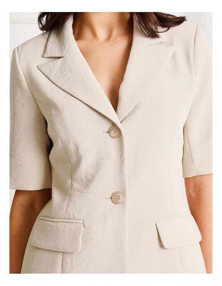 Short Sleeve Blazer in Stone image 6