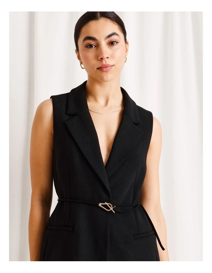 Sleeveless Blazer in Black image 2