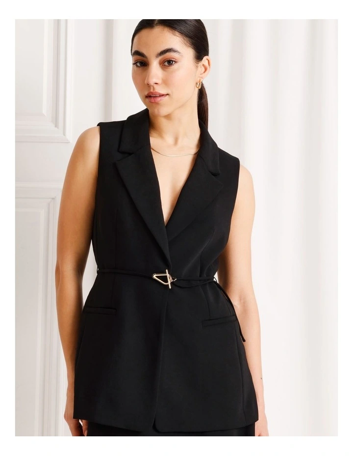 Sleeveless Blazer in Black image 4