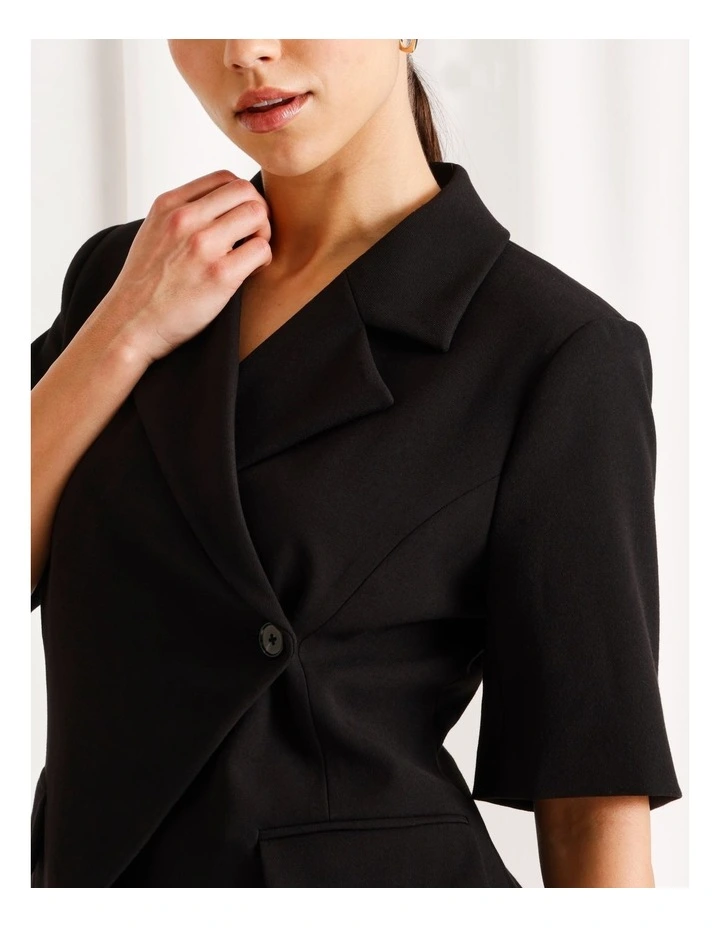 Asymmetrical Short Sleeve Blazer in Black image 4