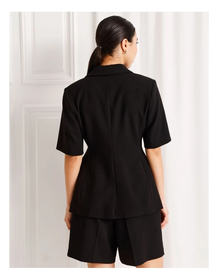 Asymmetrical Short Sleeve Blazer in Black image 6