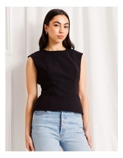 Tailored Crew Neck Top in Black