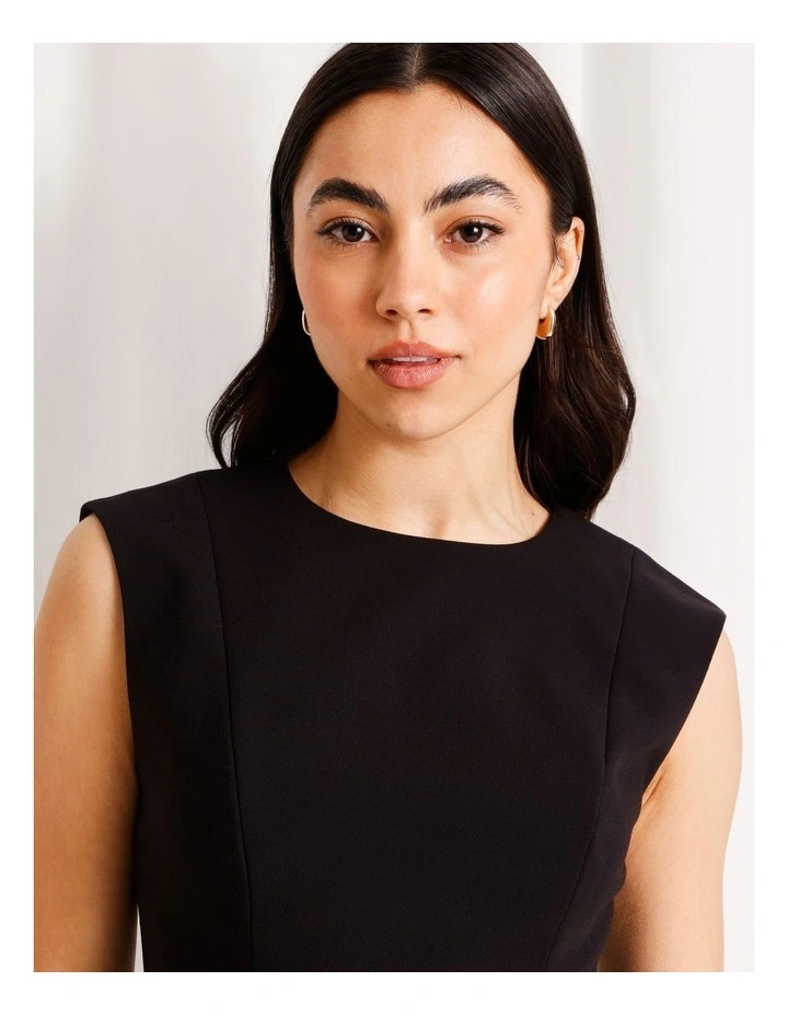 Tailored Crew Neck Top in Black image 5
