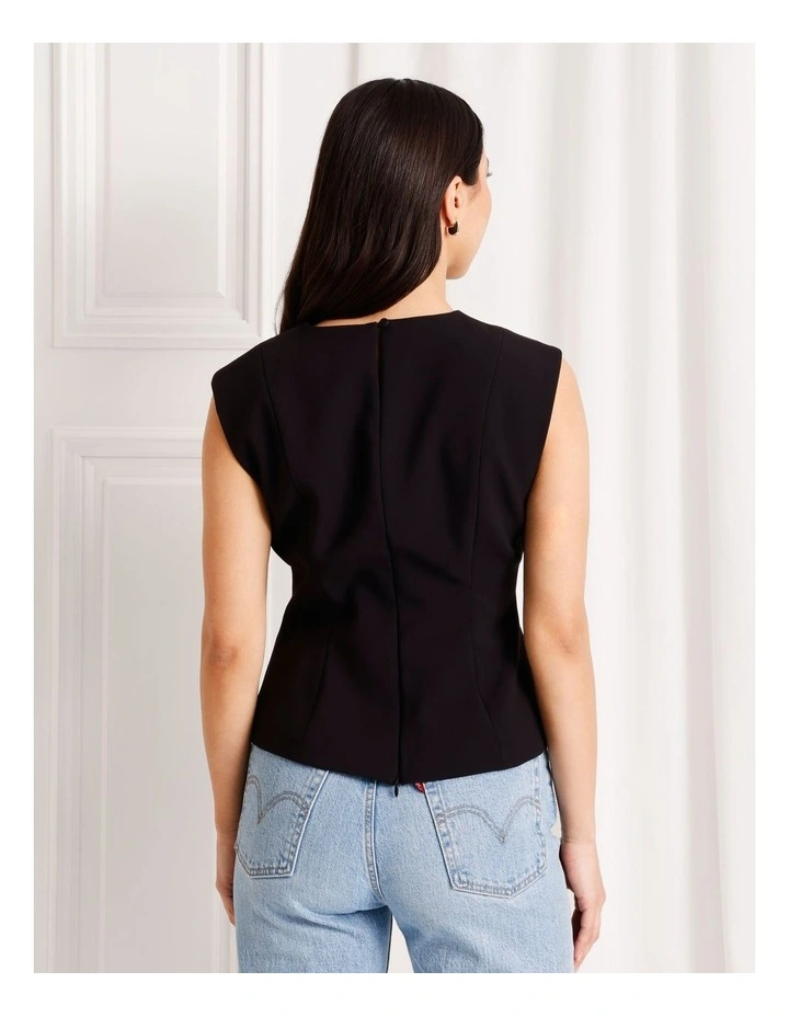 Tailored Crew Neck Top in Black image 6