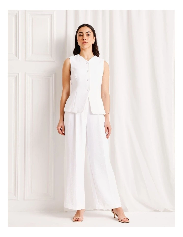 Long Line V-Neck Vest in White image 2