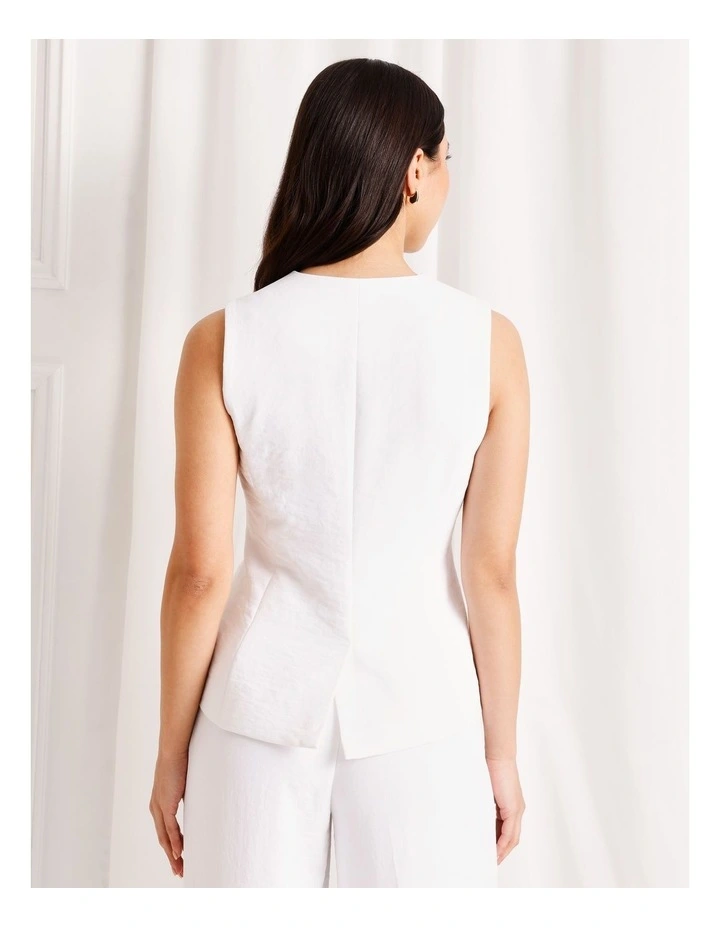 Long Line V-Neck Vest in White image 6