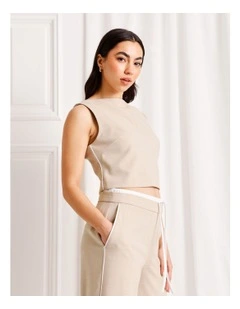 Tailored Boat Neck Top in Taupe