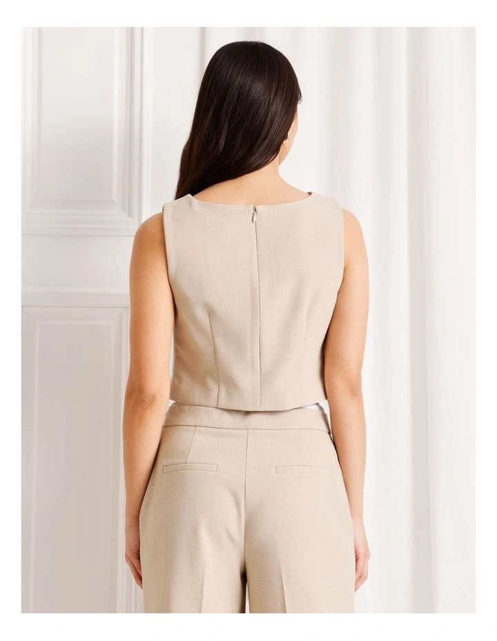 Tailored Boat Neck Top in Taupe image 5
