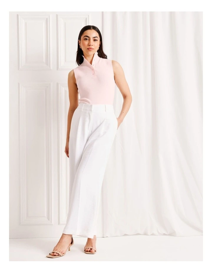 Sleeveless Button Rib Knit Tank in Light Pink image 2