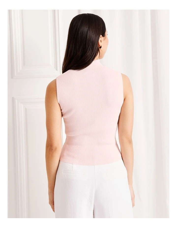Sleeveless Button Rib Knit Tank in Light Pink image 5