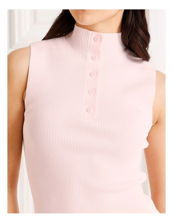 Sleeveless Button Rib Knit Tank in Light Pink image 6