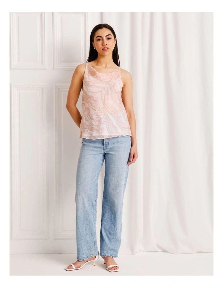 Cowl Neck Halter Top in Pink image 2