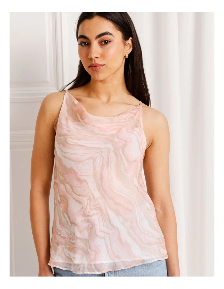 Cowl Neck Halter Top in Pink image 3