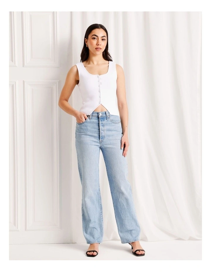 Scoop Neck Knit Vest in White image 2