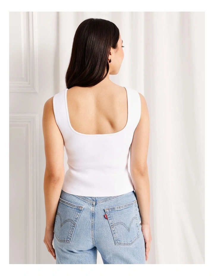 Scoop Neck Knit Vest in White image 5