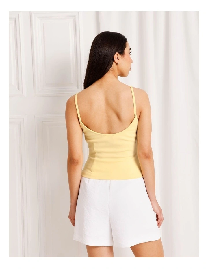 Boat Neck Scoop Back Top in Light Yellow image 4