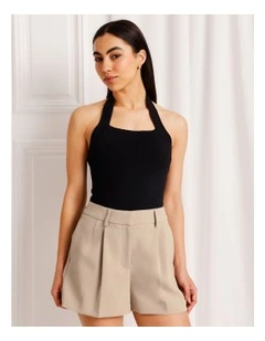 Halter Neck Knit Top in Black