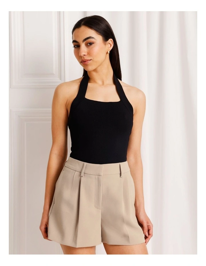 Halter Neck Knit Top in Black image 1