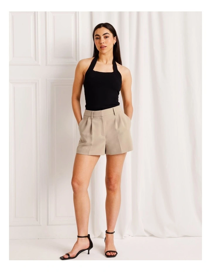 Halter Neck Knit Top in Black image 3