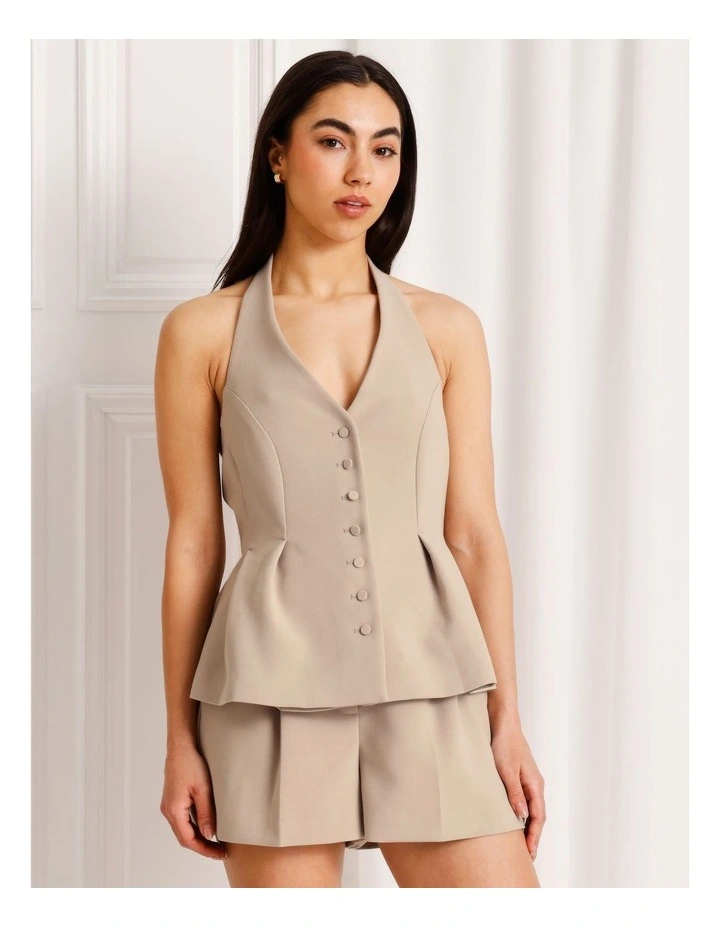 Halter Neck Vest in Taupe image 1