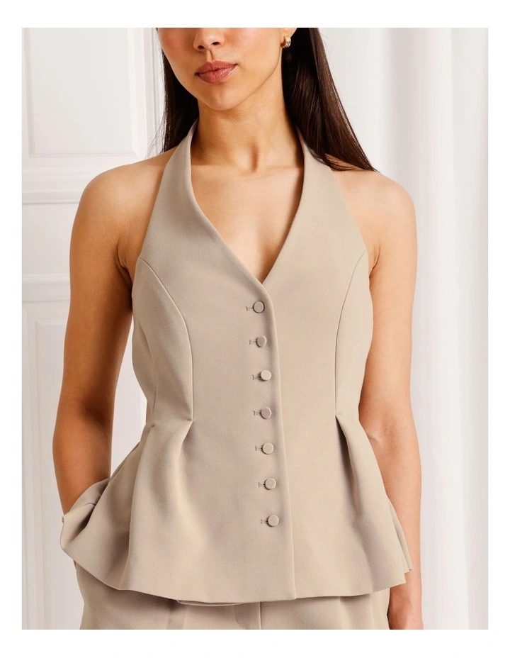 Halter Neck Vest in Taupe image 4