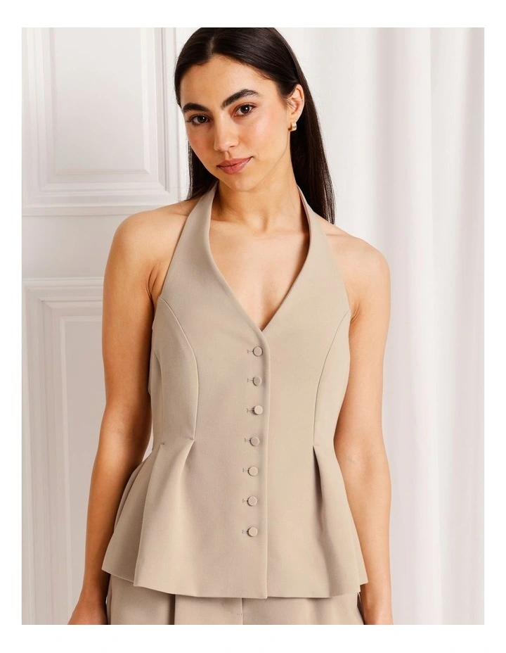 Halter Neck Vest in Taupe image 5