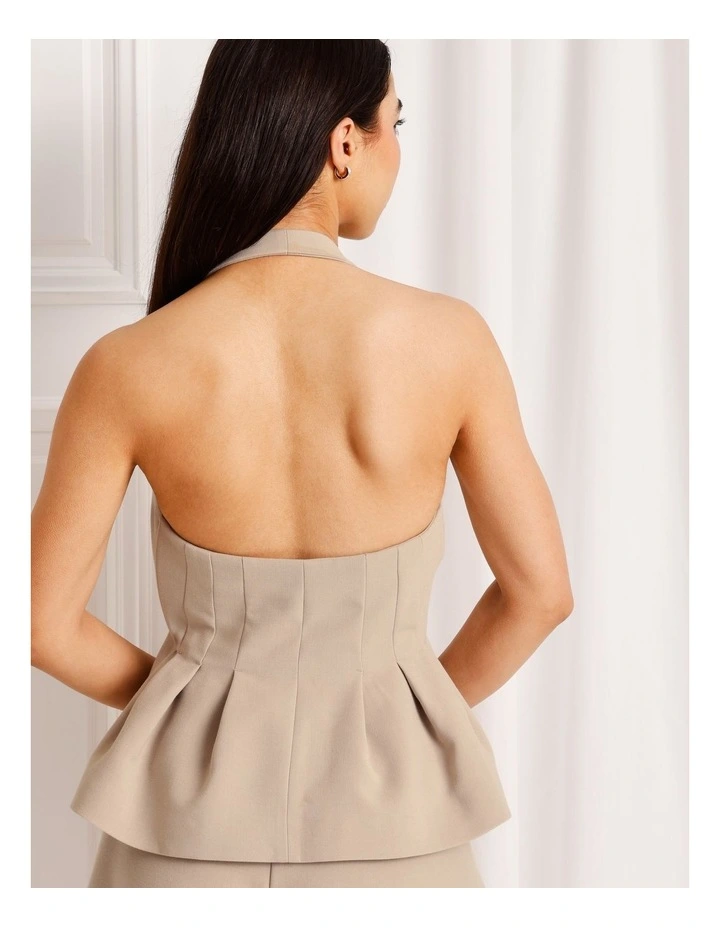 Halter Neck Vest in Taupe image 6