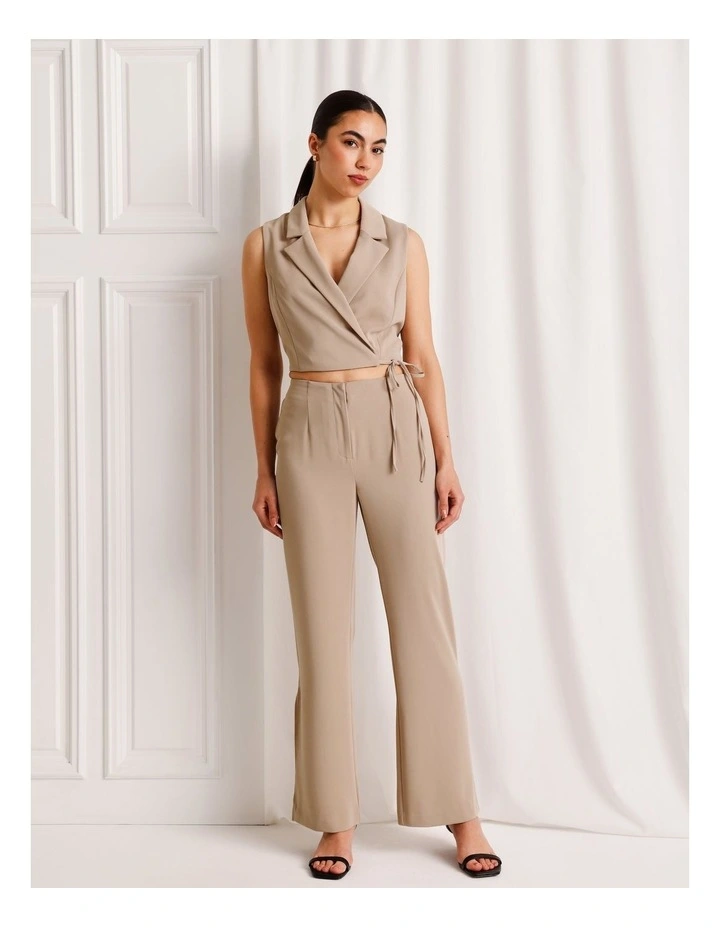 Wrap Collared Vest in Taupe image 2