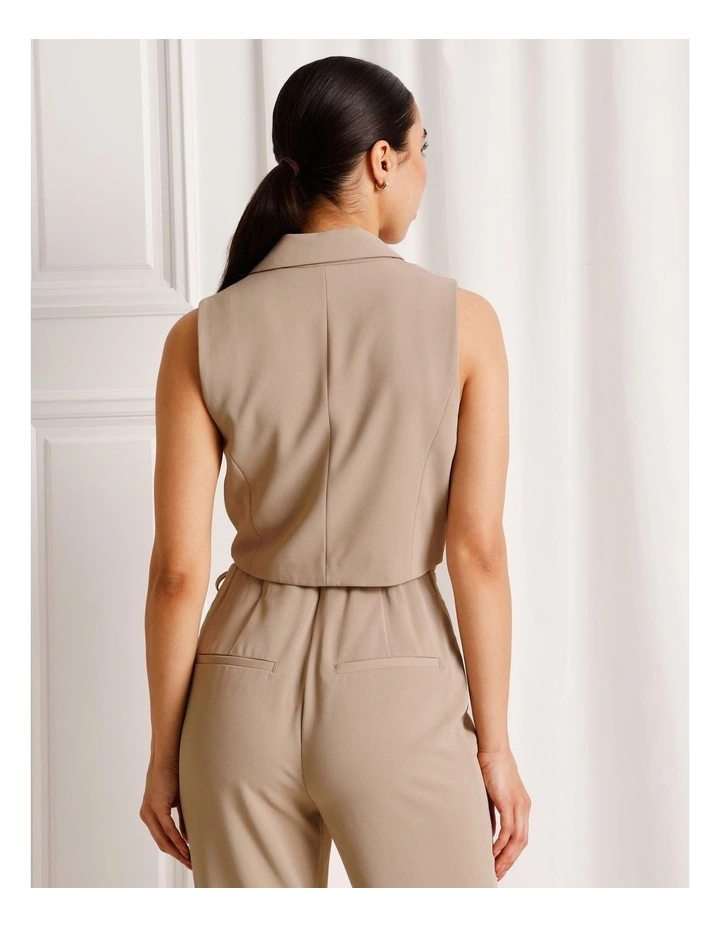 Wrap Collared Vest in Taupe image 5