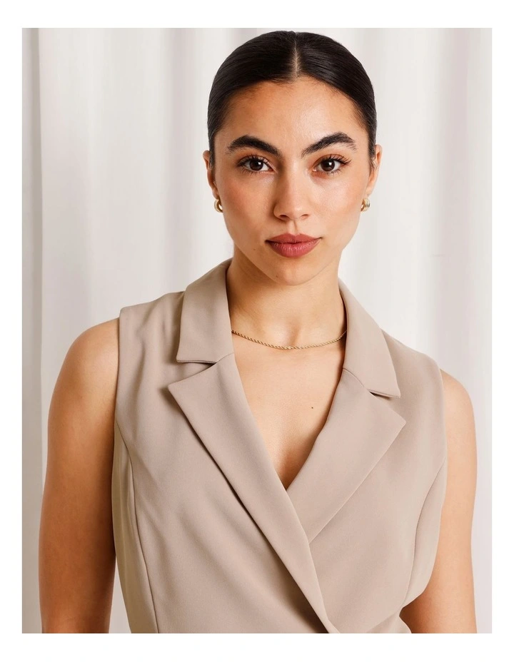 Wrap Collared Vest in Taupe image 6