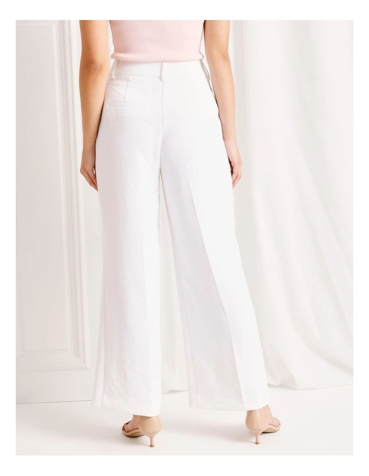 Pleat Front Wide Leg Pant in White image 4