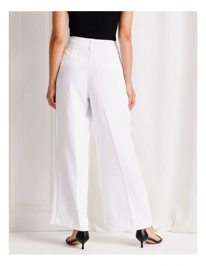 Pleat Front Wide Leg Pant in White image 5