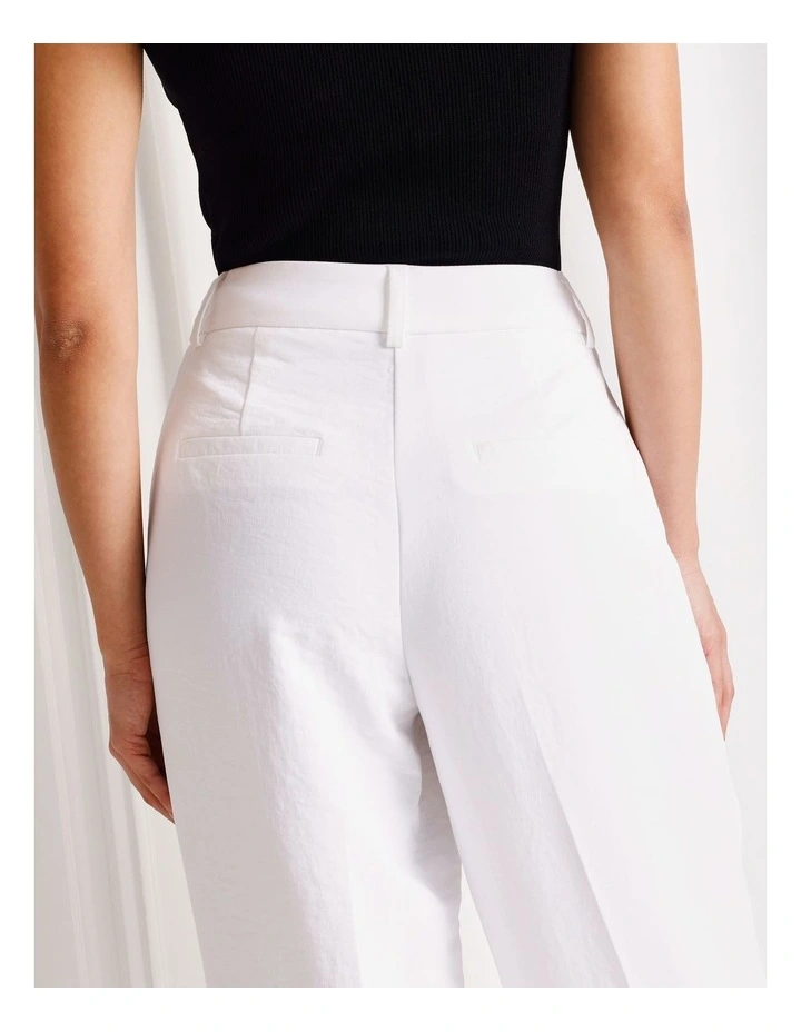 Pleat Front Wide Leg Pant in White image 6