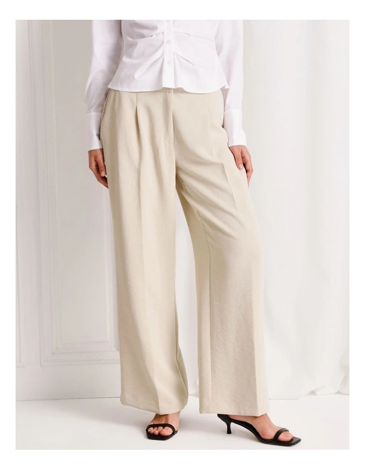 Pleat Wide Leg Pant in Stone image 1