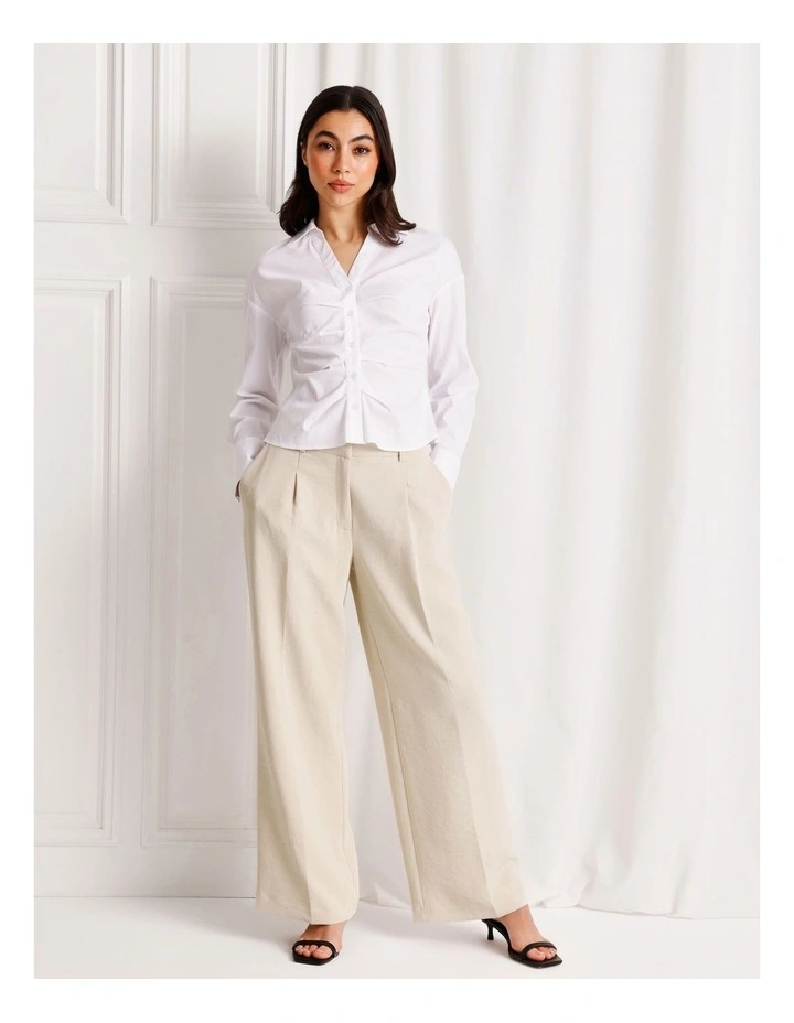 Pleat Wide Leg Pant in Stone image 2