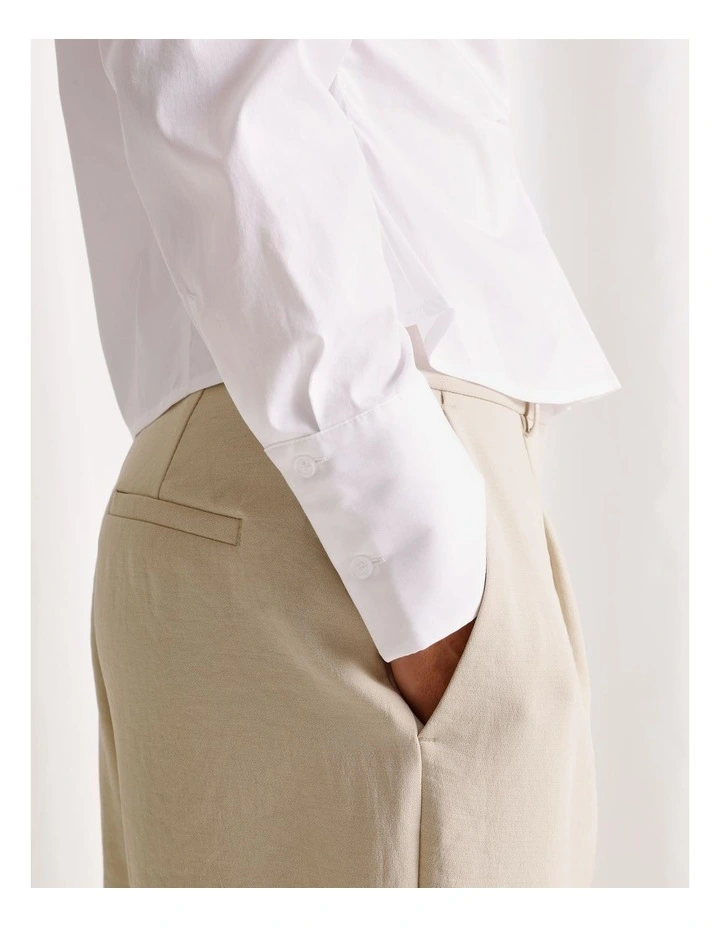 Pleat Wide Leg Pant in Stone image 3