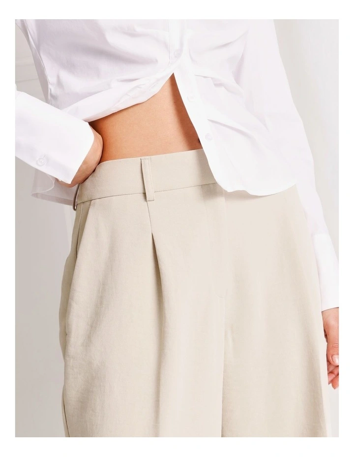 Pleat Wide Leg Pant in Stone image 4