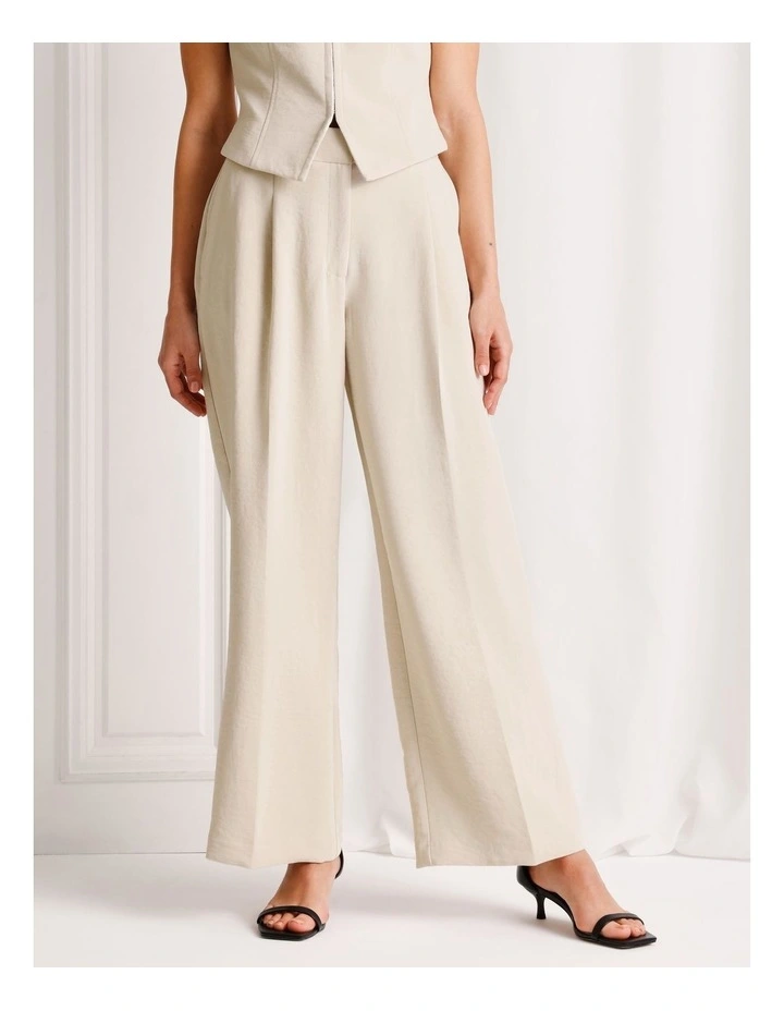 Pleat Wide Leg Pant in Stone image 5