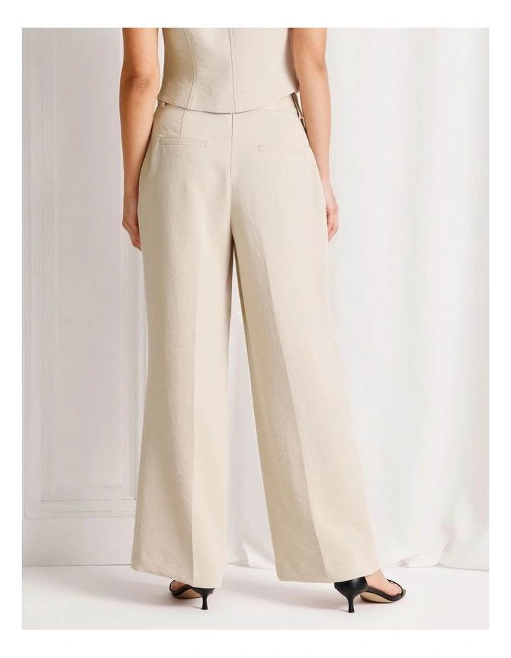 Pleat Wide Leg Pant in Stone image 6