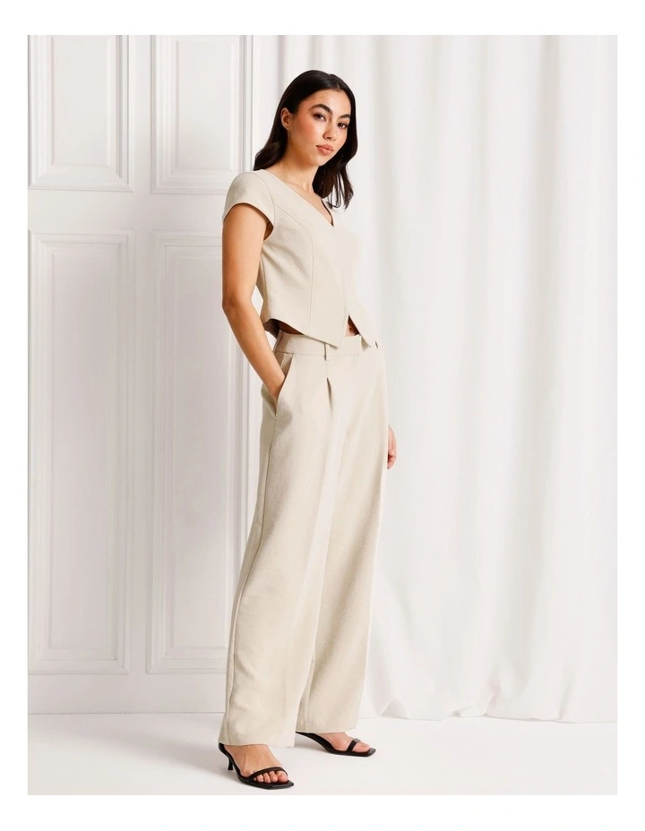 Pleat Wide Leg Pant in Stone image 7