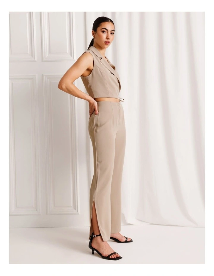 Bootcut Pant With Split Hem in Taupe image 1