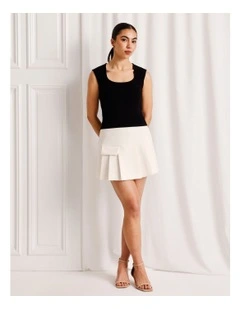 Pleated Mini Skirt in Ivory