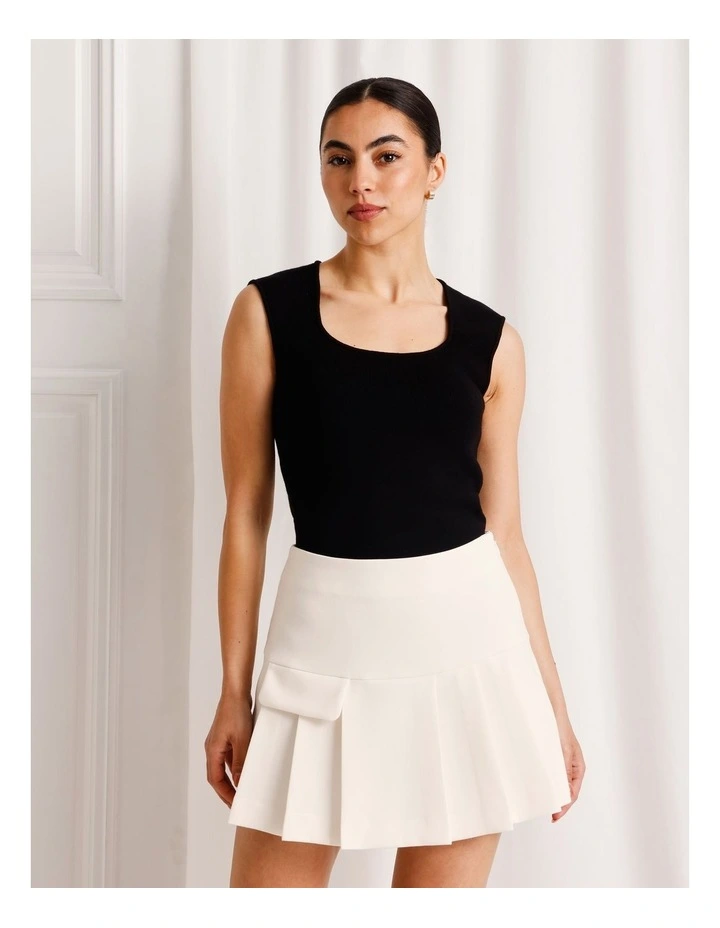 Pleated Mini Skirt in Ivory image 3