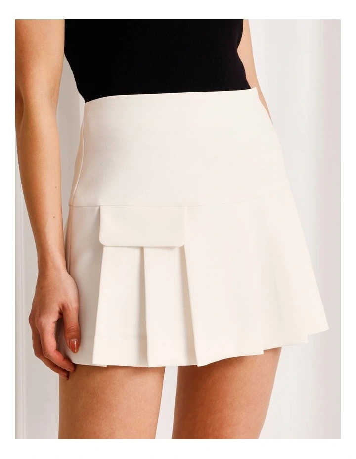 Pleated Mini Skirt in Ivory image 4