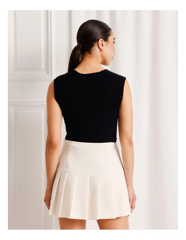 Pleated Mini Skirt in Ivory image 5